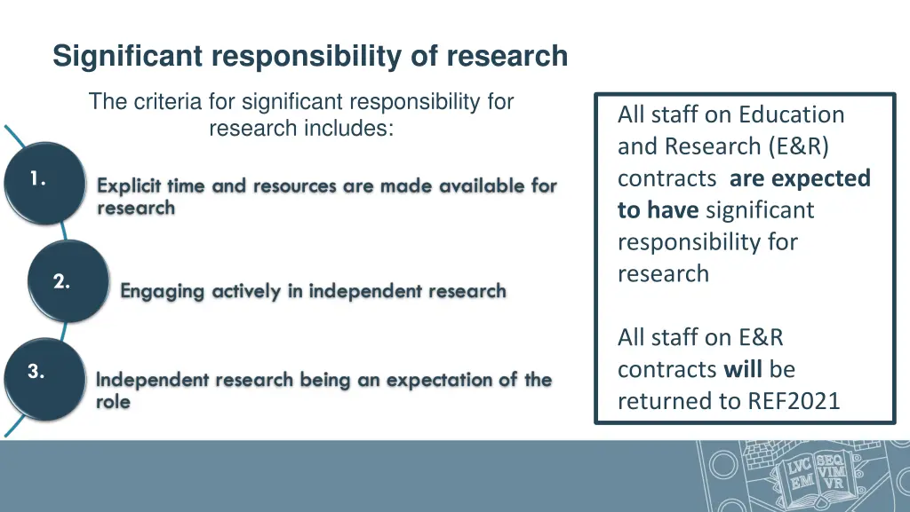 significant responsibility of research