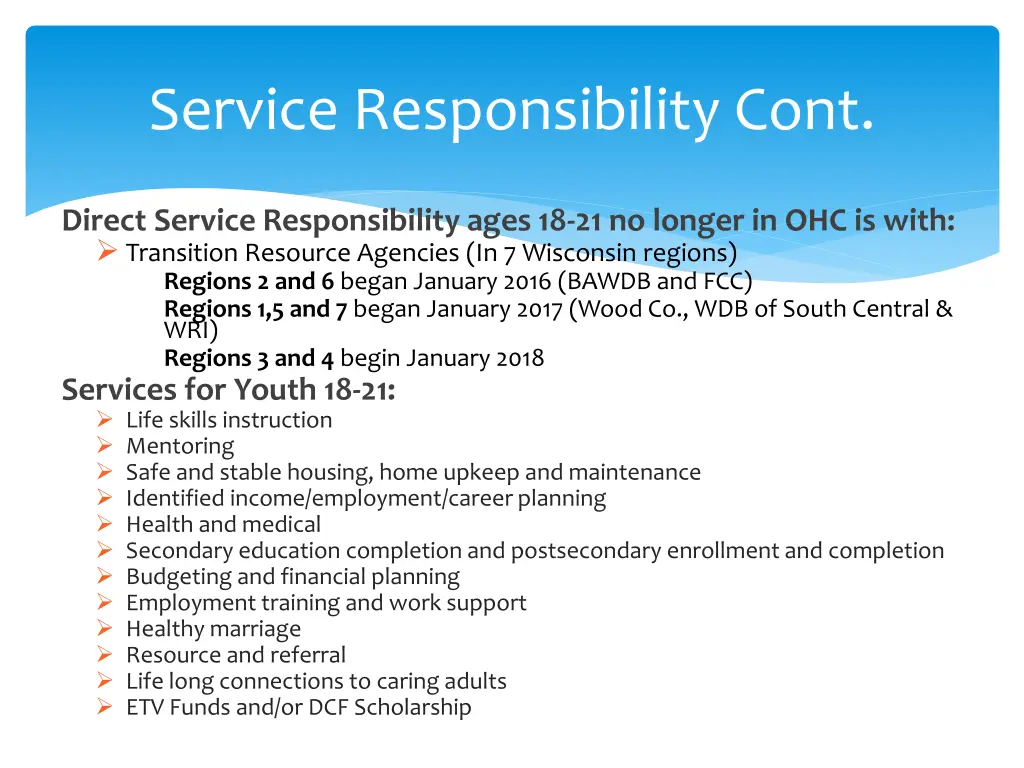 service responsibility cont