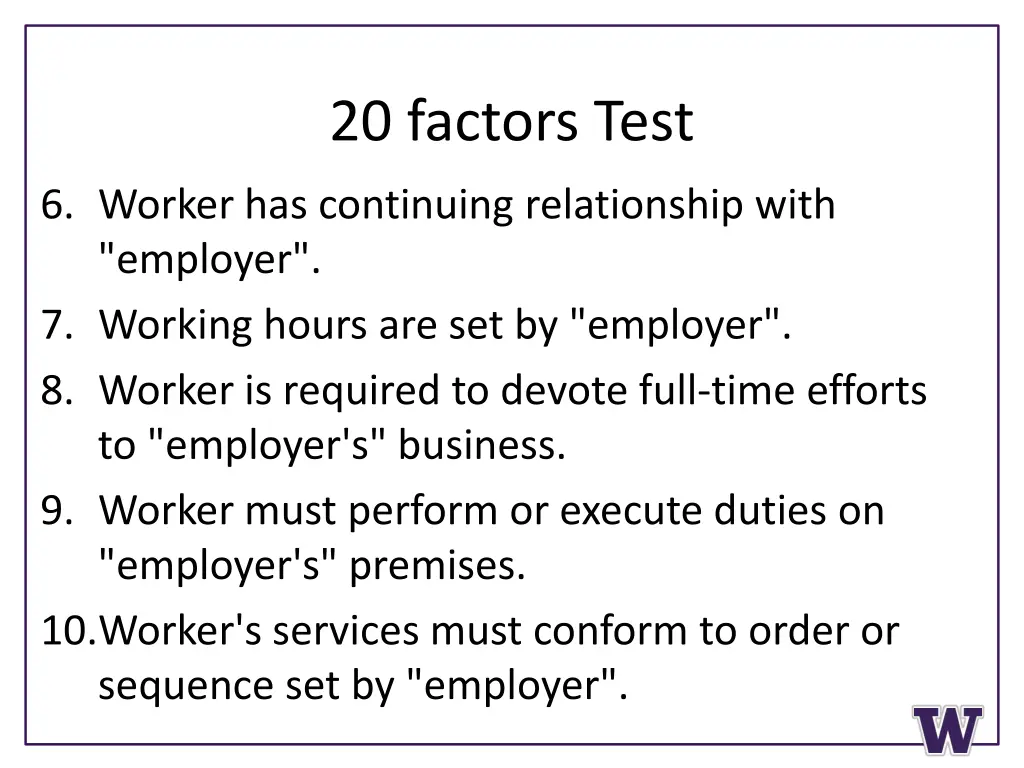 20 factors test 1