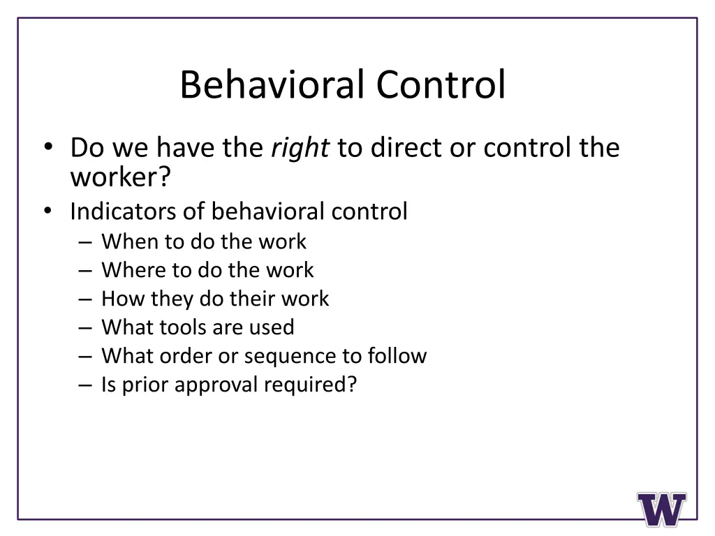 behavioral control