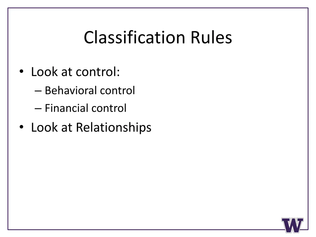 classification rules