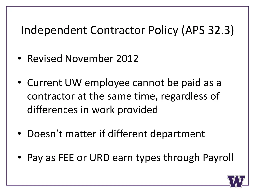 independent contractor policy aps 32 3