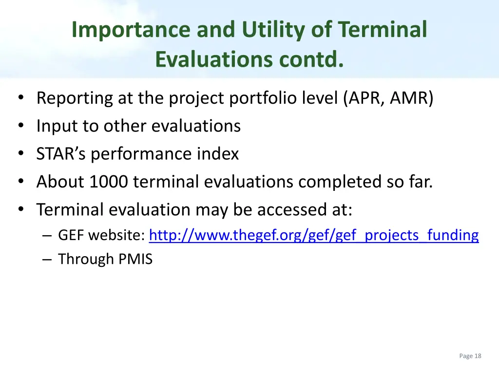 importance and utility of terminal evaluations 1