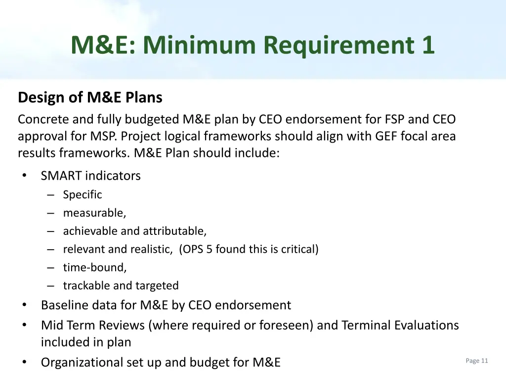 m e minimum requirement 1