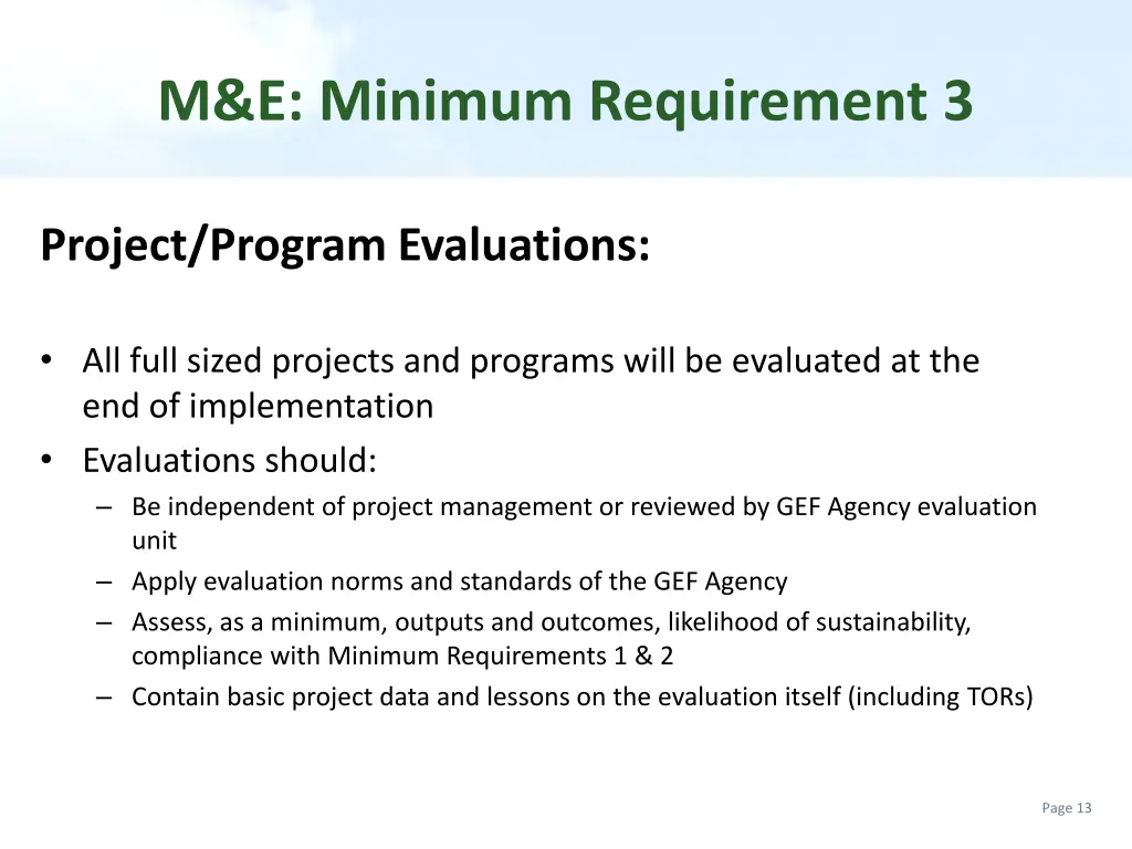 m e minimum requirement 3