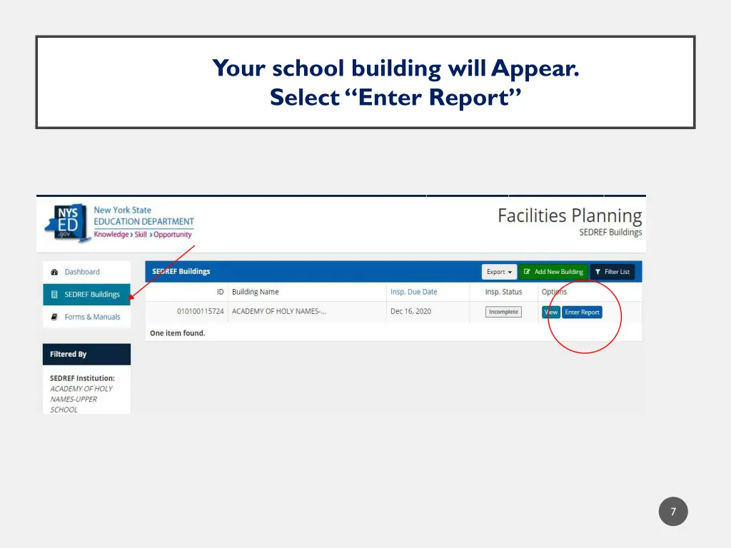 your school building will appear select enter