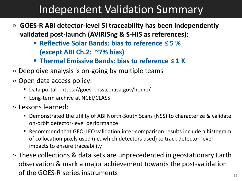 independent validation summary