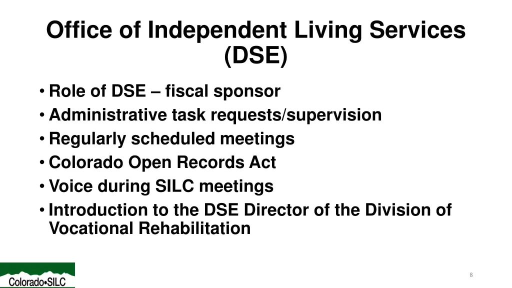 office of independent living services dse