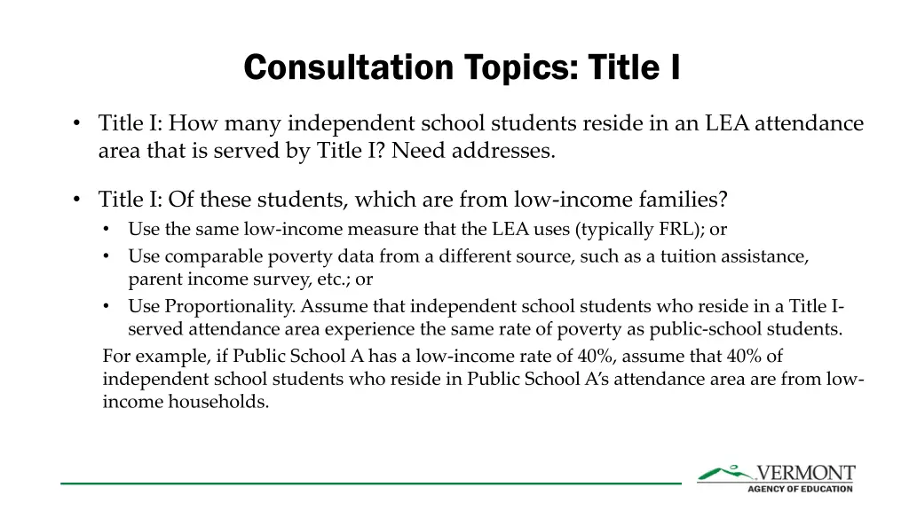 consultation topics title i