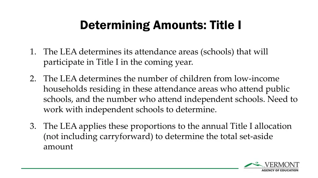 determining amounts title i 2