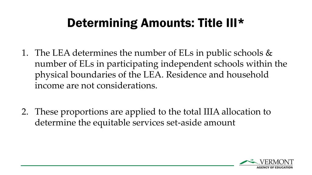 determining amounts title iii 1