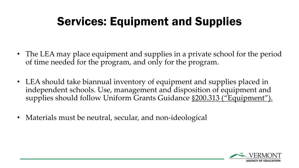 services equipment and supplies