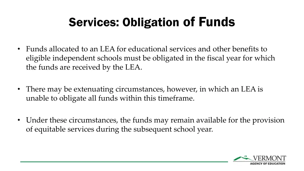 services obligation of funds