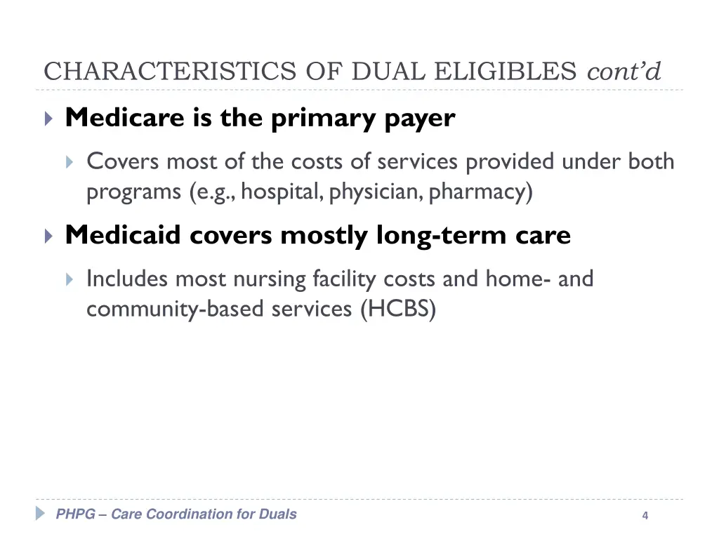 characteristics of dual eligibles cont d 1