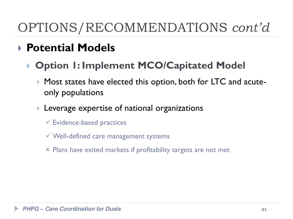 options recommendations cont d 1