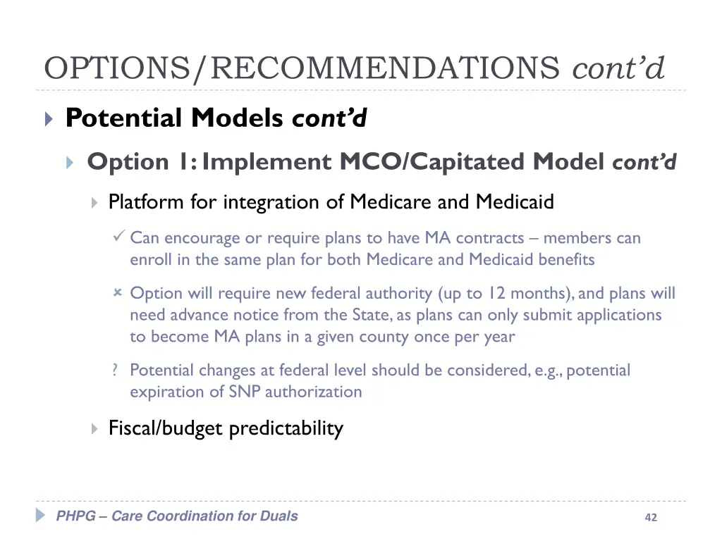 options recommendations cont d 2