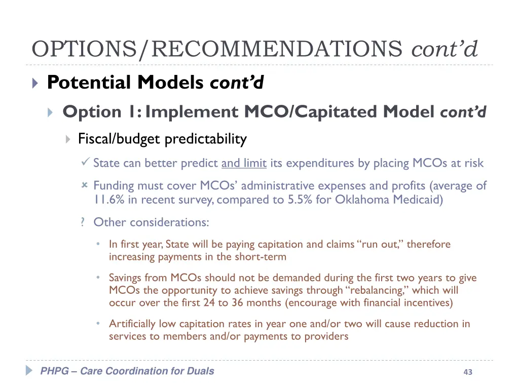 options recommendations cont d 3