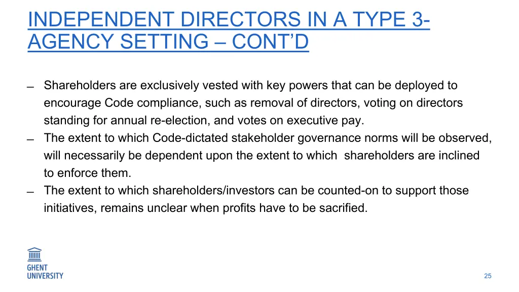 independent directors in a type 3 agency setting 1