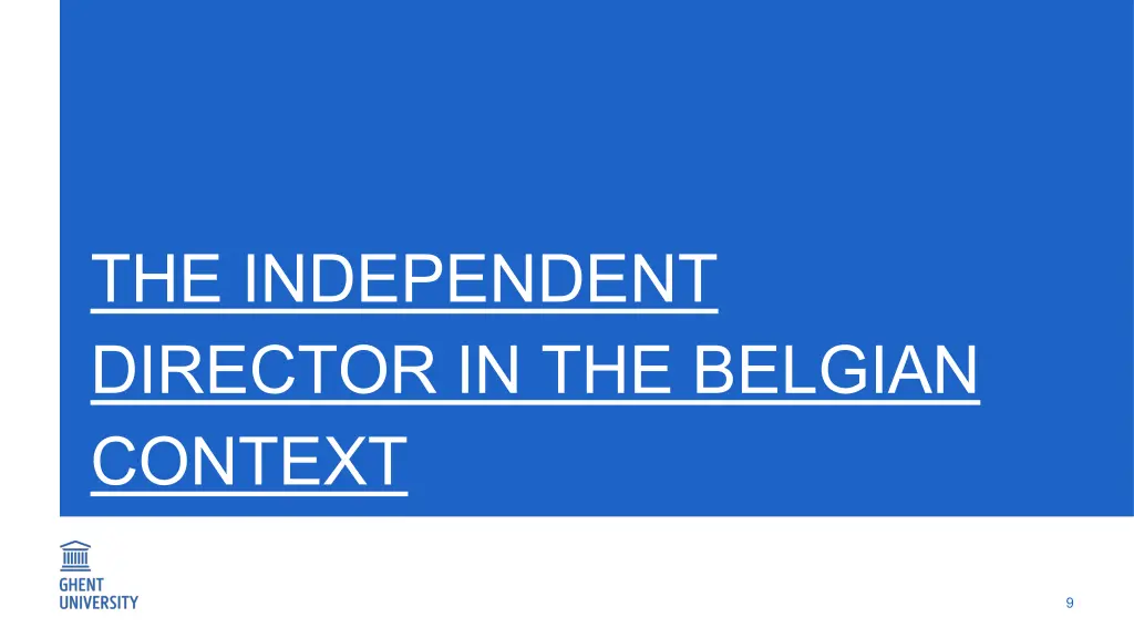 the independent director in the belgian context