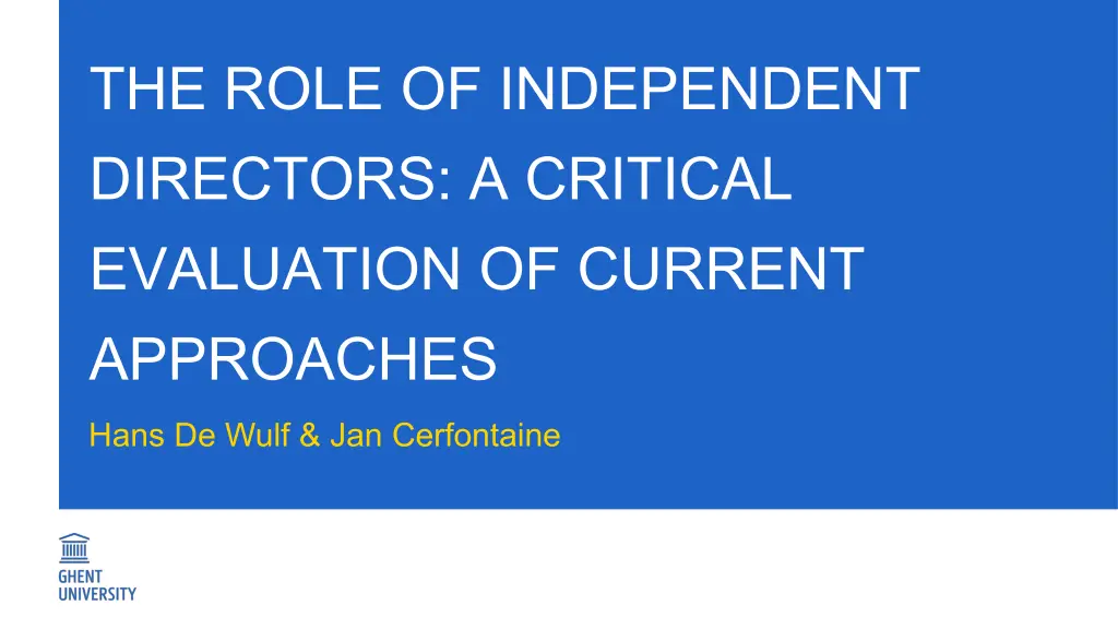 the role of independent directors a critical