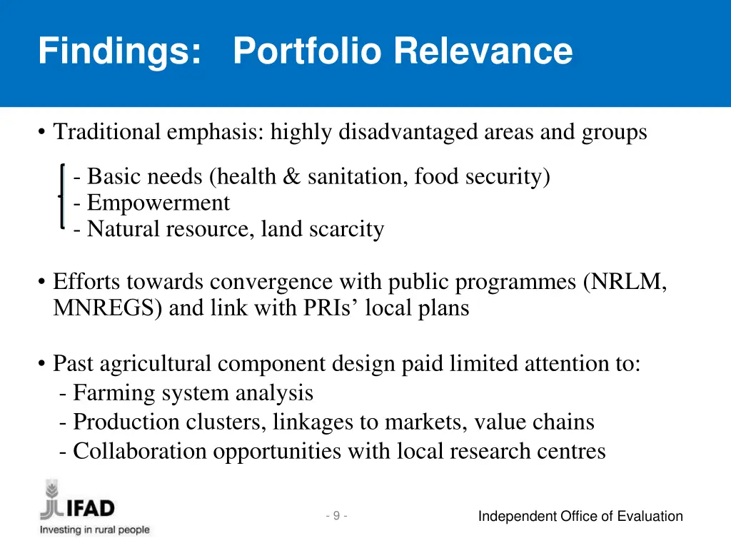 findings portfolio relevance