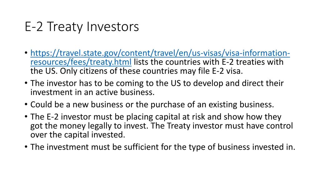 e 2 treaty investors