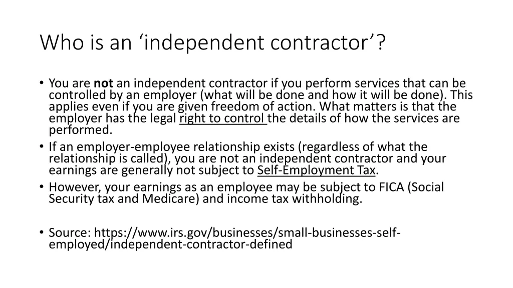 who is an independent contractor