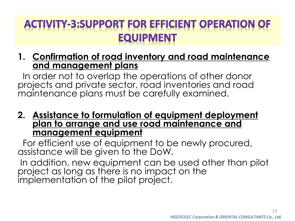 activity 3 support for efficient operation