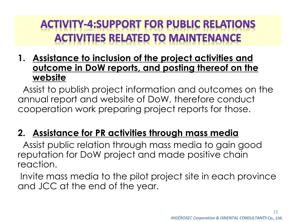 activity 4 support for public relations