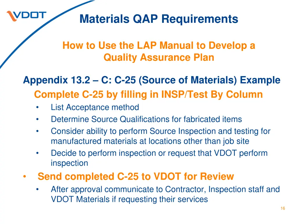 materials qap requirements 4