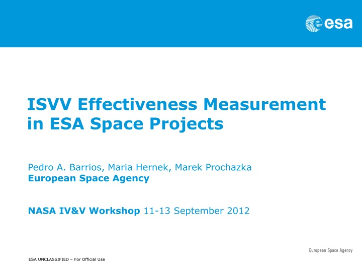 isvv effectiveness measurement in esa space