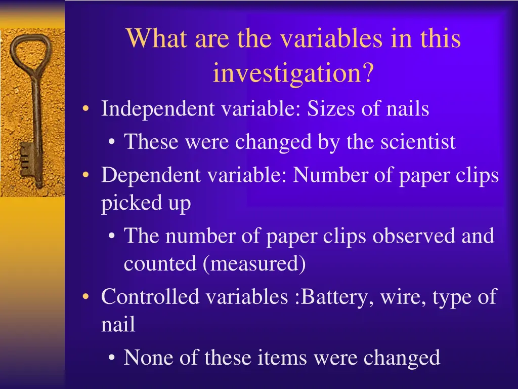 what are the variables in this investigation