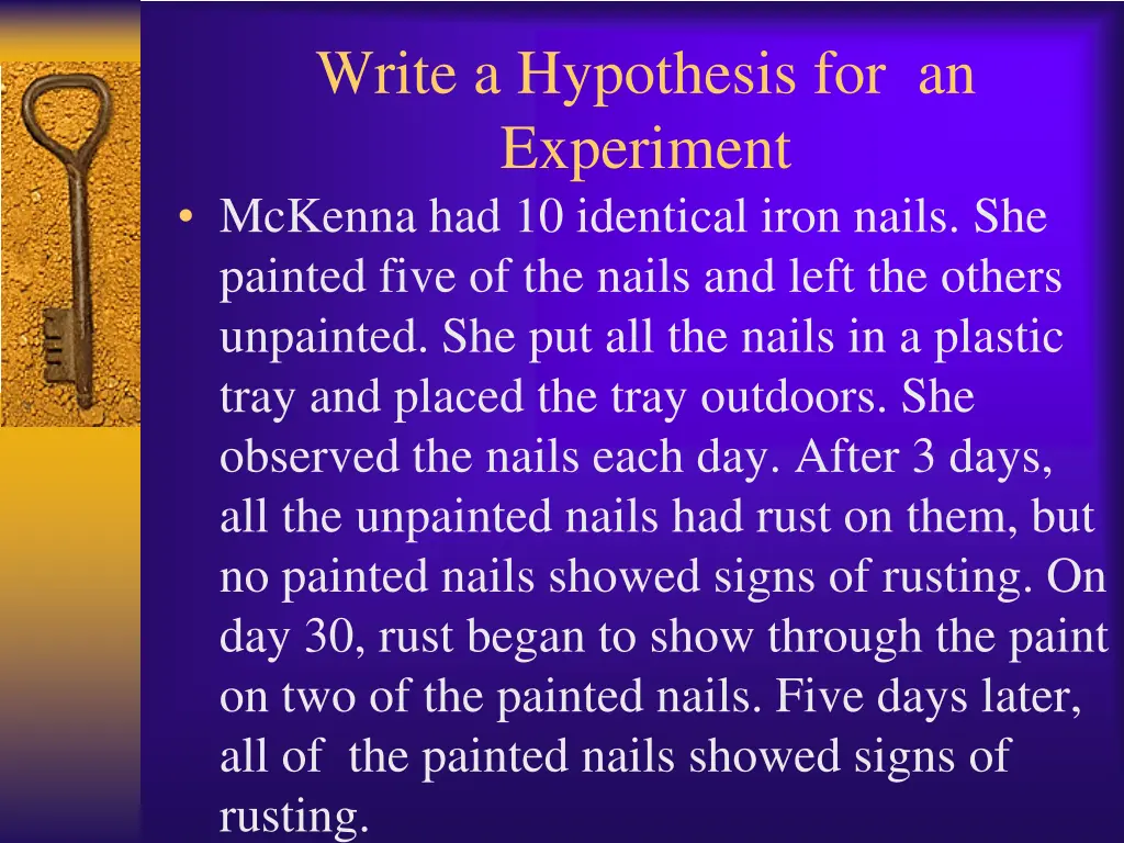 write a hypothesis for an experiment mckenna