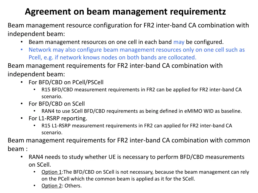 agreement on beam management requirementz