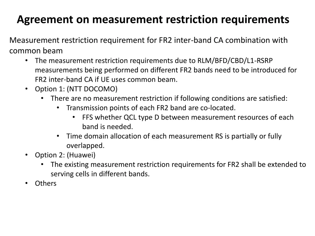 agreement on measurement restriction requirements