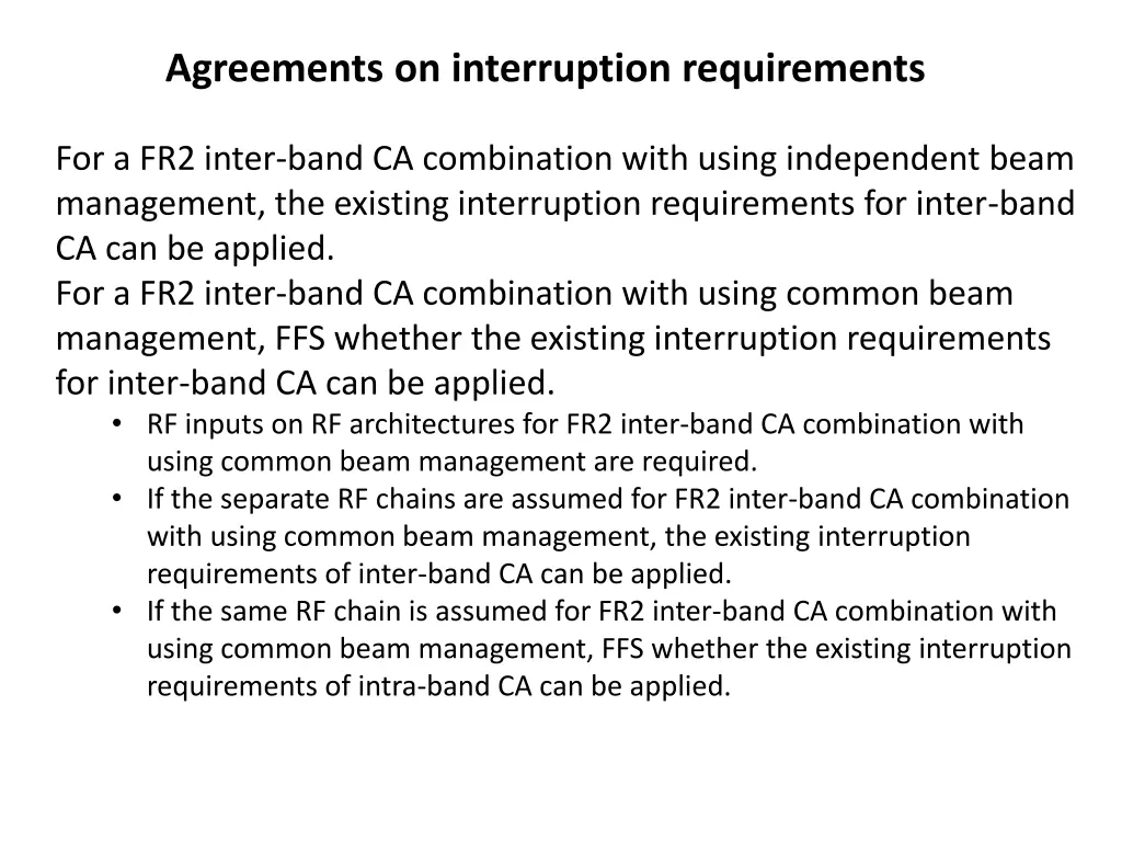 agreements on interruption requirements