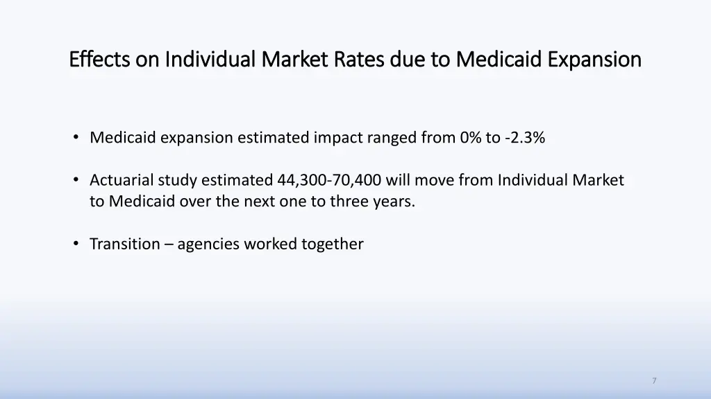 effects on individual market rates