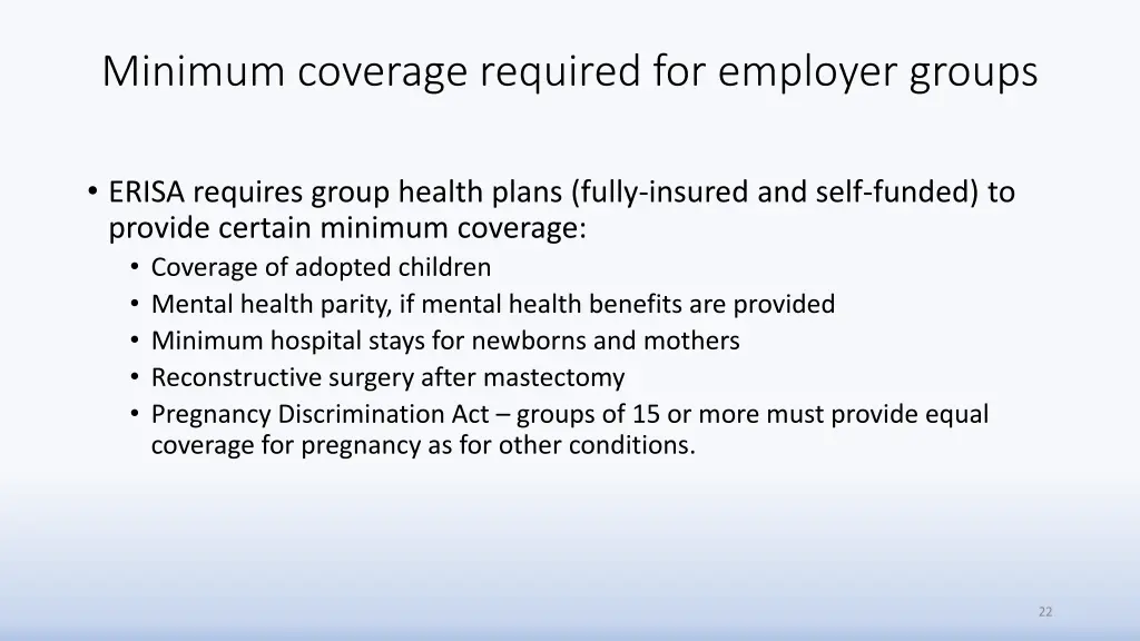 minimum coverage required for employer groups