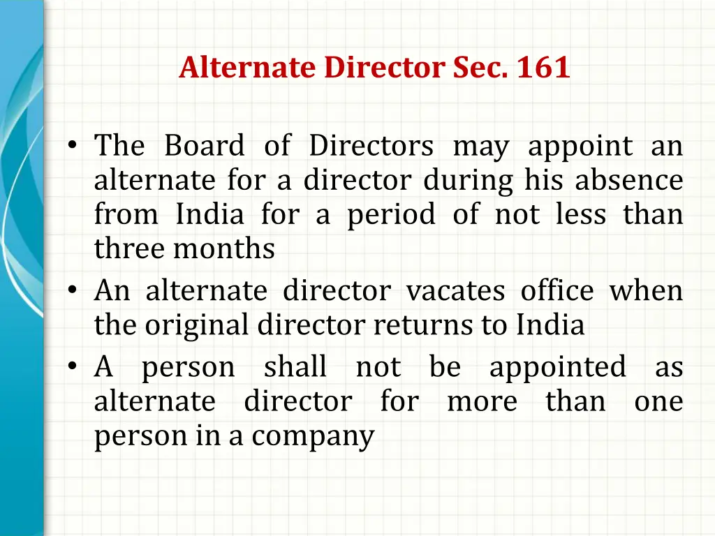 alternate director sec 161