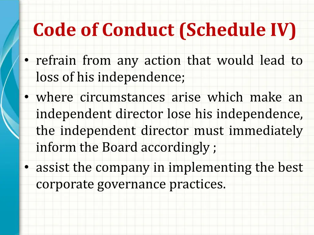 code of conduct schedule iv 1