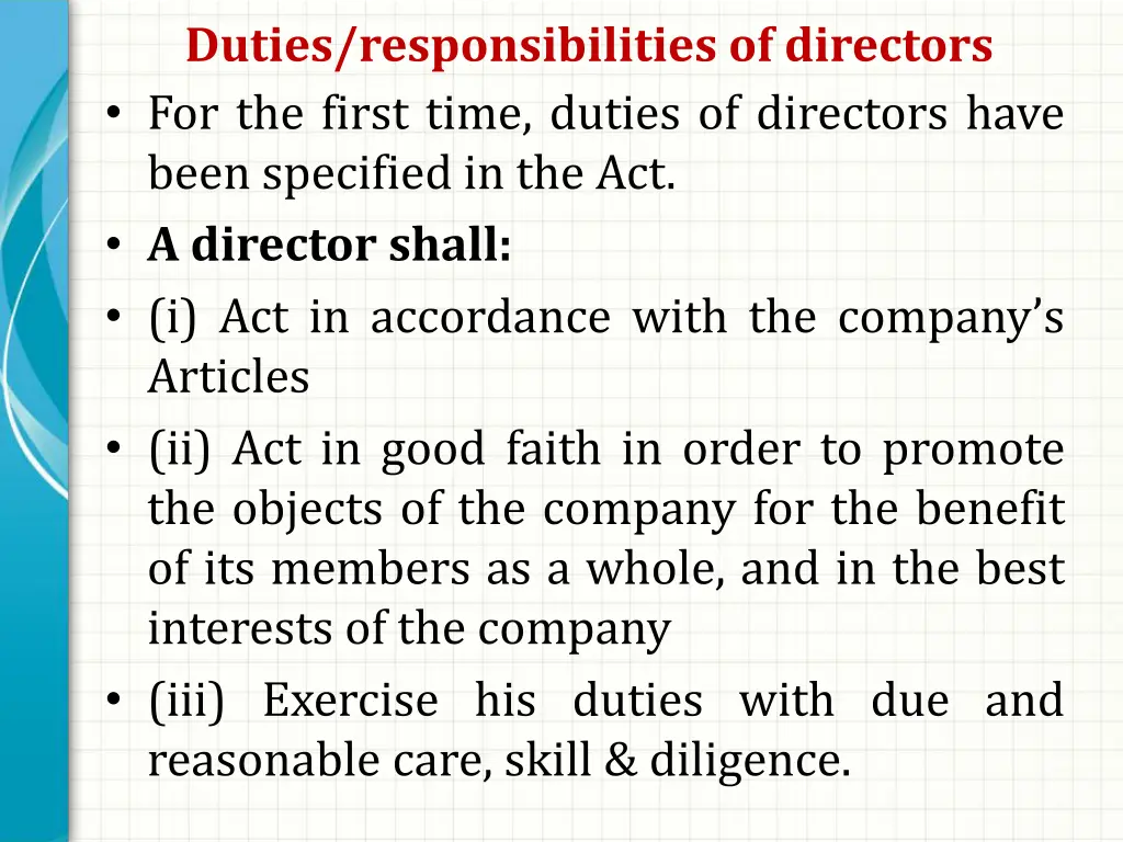 duties responsibilities of directors