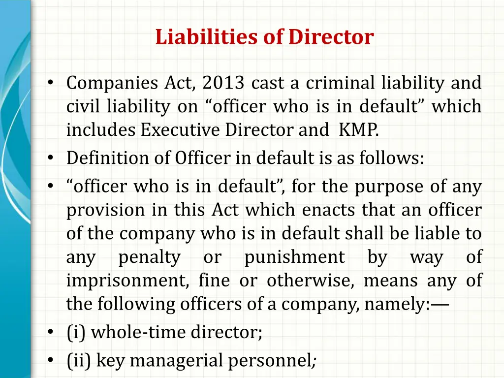 liabilities of director