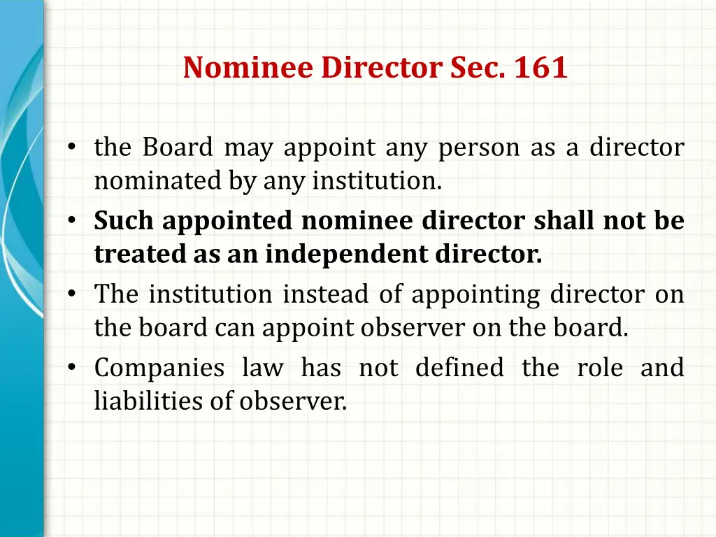 nominee director sec 161