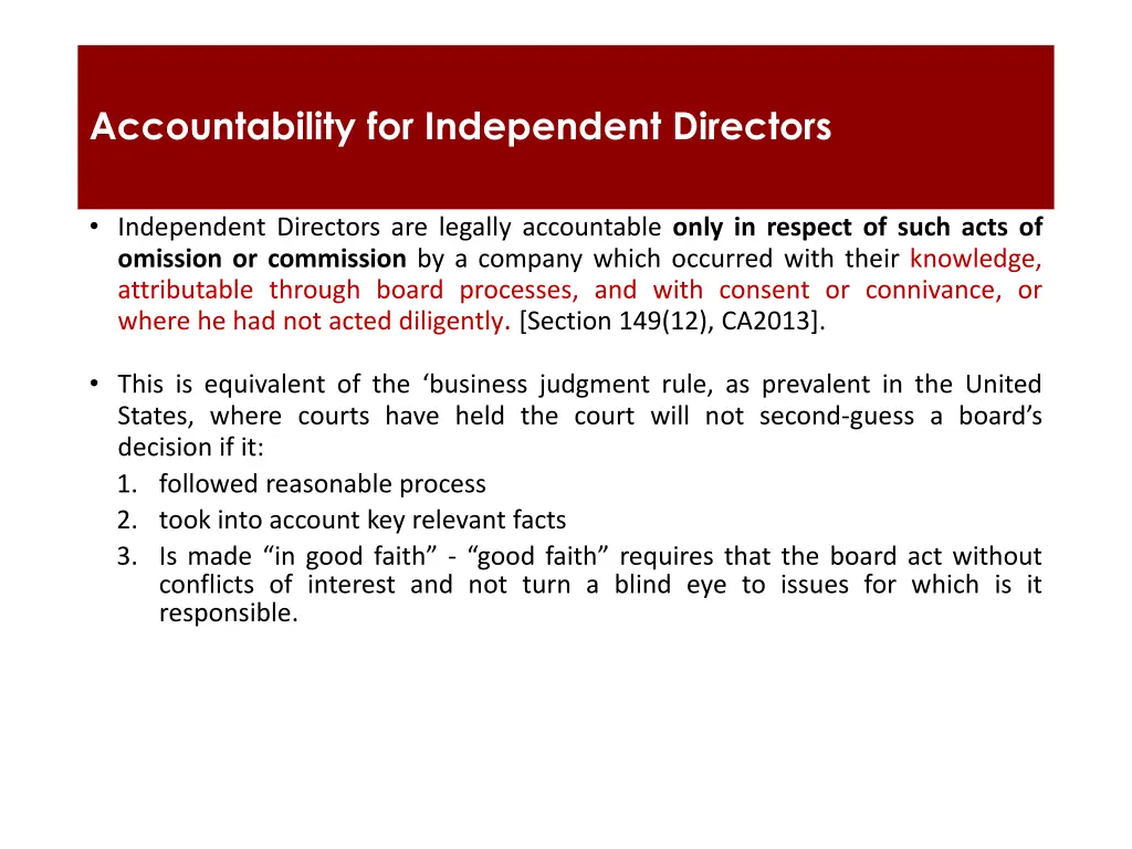 accountability for independent directors