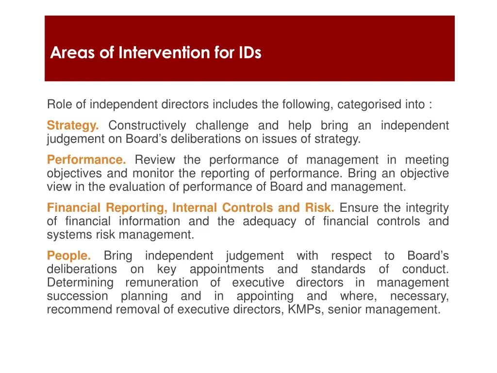 areas of intervention for ids