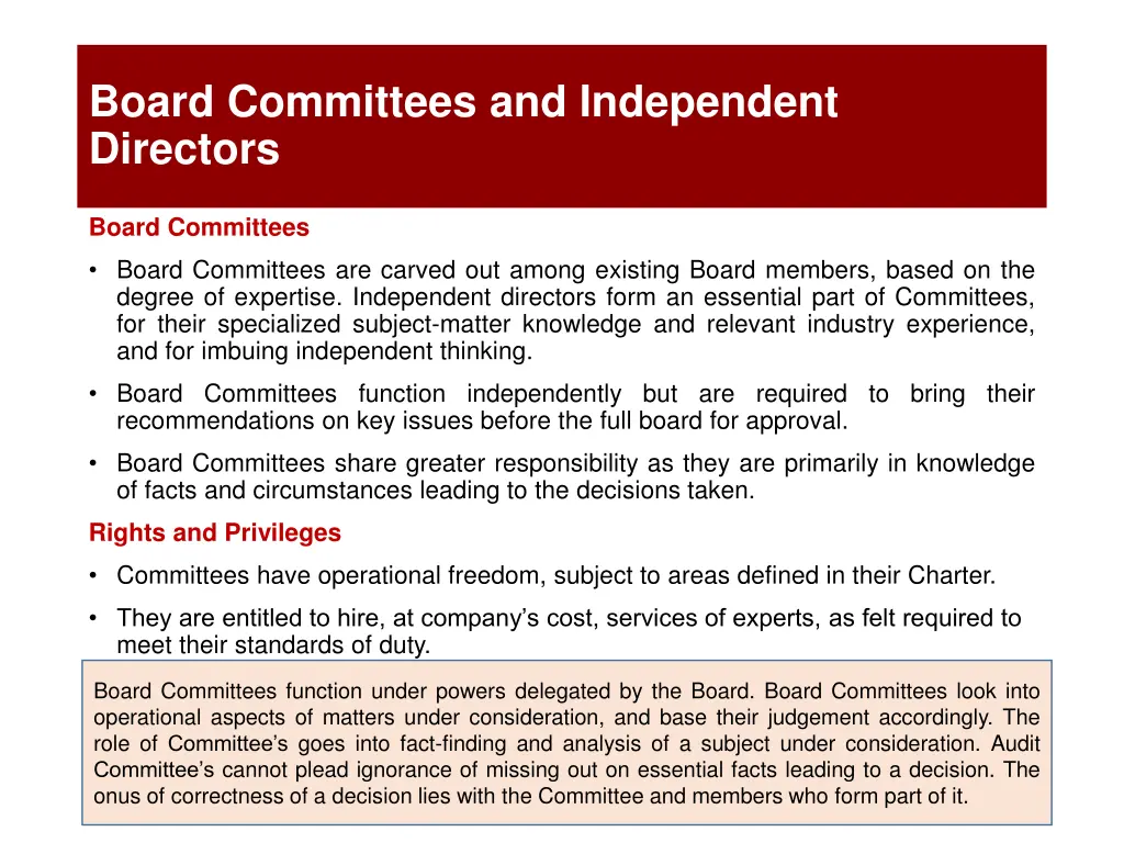 board committees and independent directors