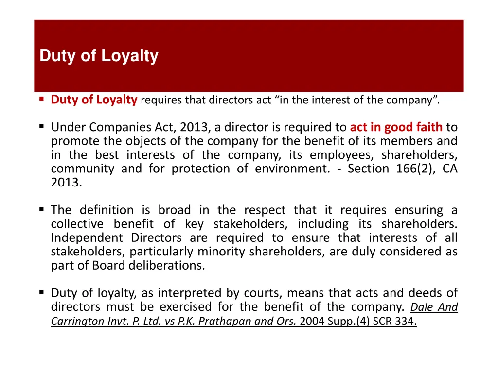 duty of loyalty