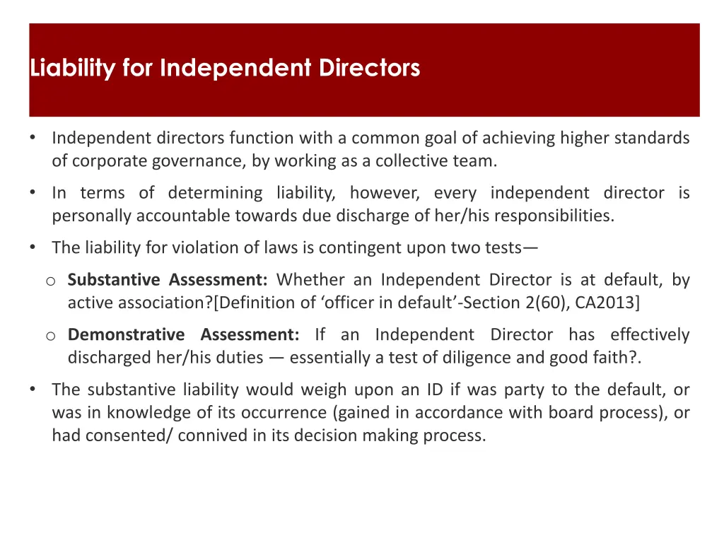 liability for independent directors