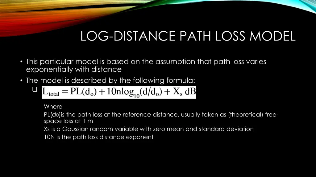 log distance path loss model