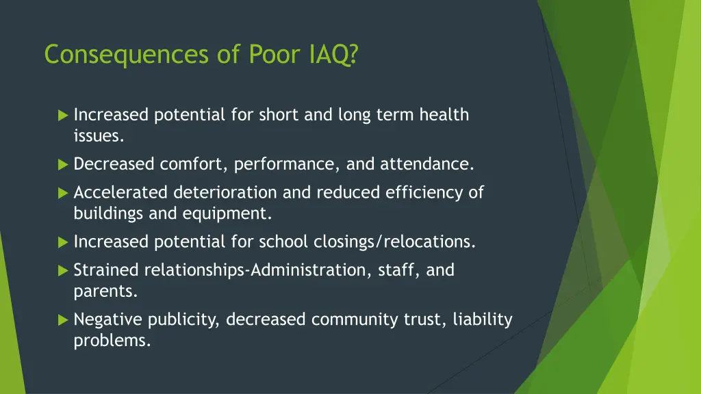 consequences of poor iaq